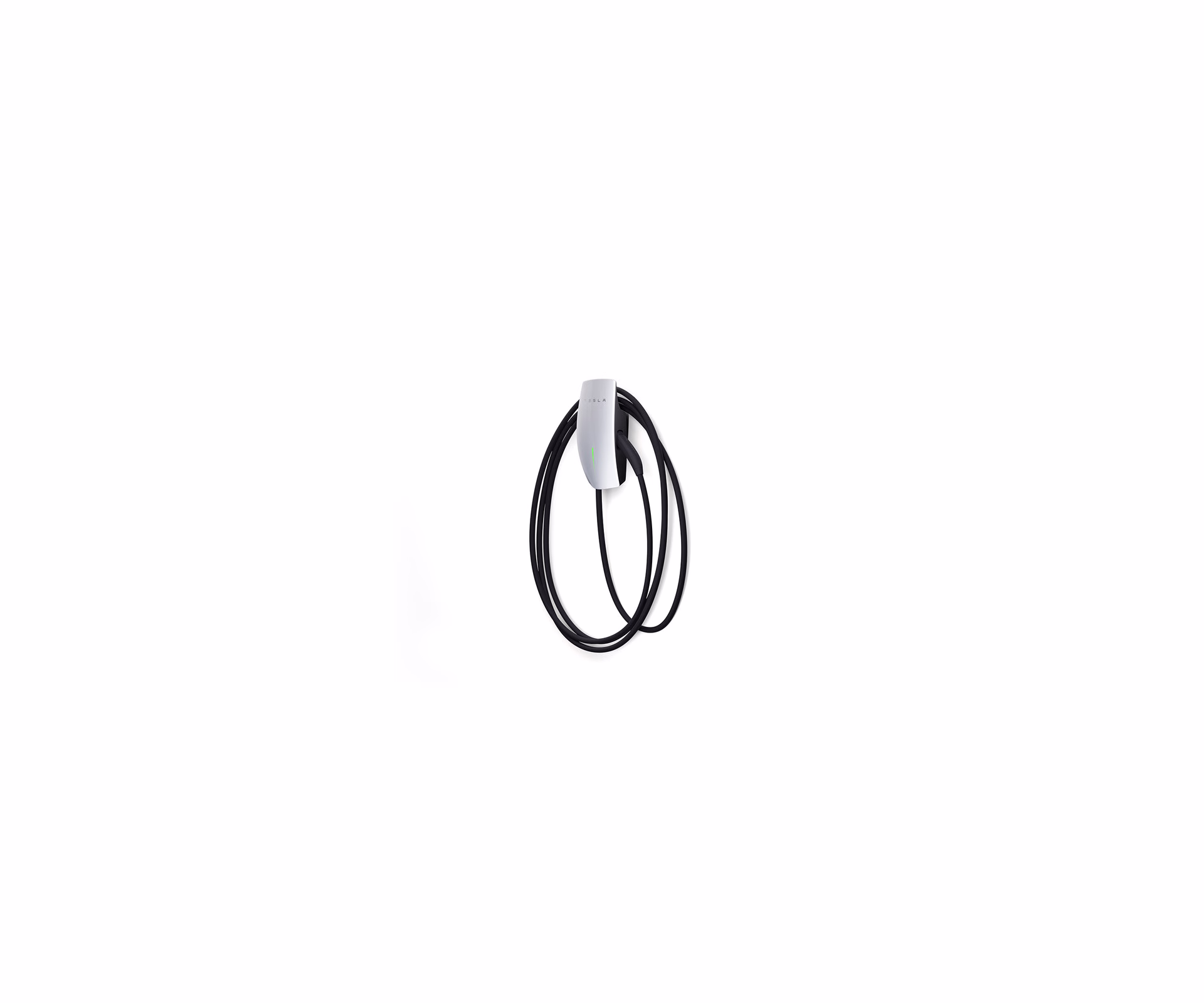 Tesla Wall Connector and accessories on minimal background